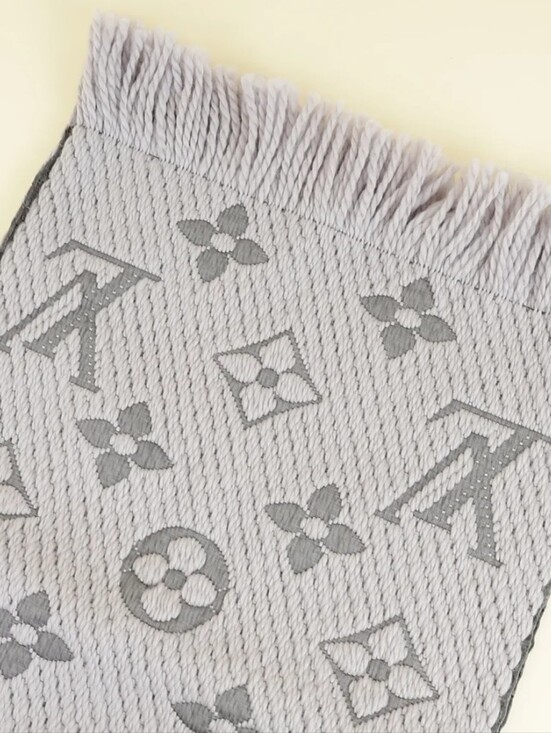 Louis Vuitton Other - Louis Vuitton Pale Gray Monogram Knit Scarf with Motifs/ Excellent Condition!